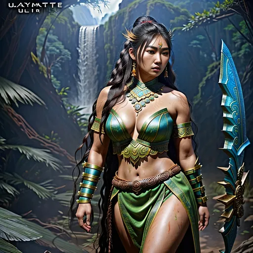 Prompt: Claymation Ultimate ancient full body Amazon warrior, Photo-realistic image, young adult beautiful Asian woman, extremely detailed facial features, heavy makeup, long wavy random color hair, old torn slave dress, being sold at auction,

Photo Realistic, RAW, artstation, splash style of dark fractal paint, contour, hyper detailed, intricately detailed, unreal engine, fantastical, intricate detail, steam screen, complementary colors, fantasy concept art, 8k resolution, deviantart masterpiece, splash arts, ultra details Ultra realistic, hi res, UHD, 64k, 3D rendering