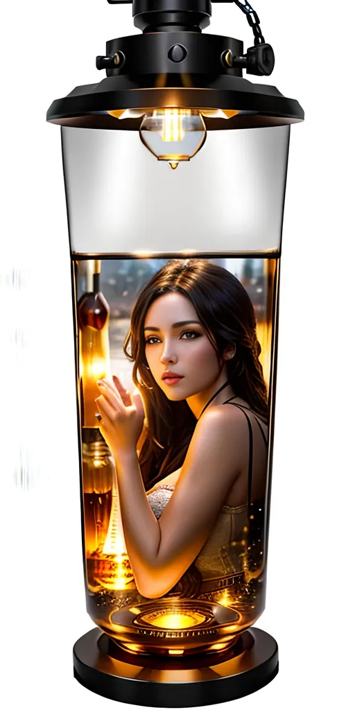 Prompt: Generate a high definition, 64K, cinematic lighting, ultra quality, ultra detailed photo realistic image of a beautiful woman trapped in a glass bottle on a steampunk bar,

ISO 500, Aperture f/22, APS-C, Splash art, dark fantasy art, stunning bokeh, cinematic lighting and scale, super detailed, 64k, high quality perfect lighting, perfect shadows.