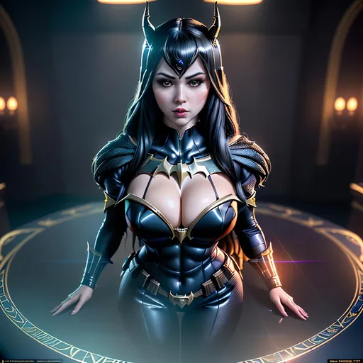 Prompt: Create a highly detailed AI defined image of a highly detailed beautifully stunning ultra cute adult finely detailed fantasy American woman, massive cleavage, wearing an alluring enticing skin tight Russian Widow costume, fighting Batgirl,

Award winning super high gloss magazine image, cinematic lighting and scale, super detailed, 64k, high quality perfect lighting,