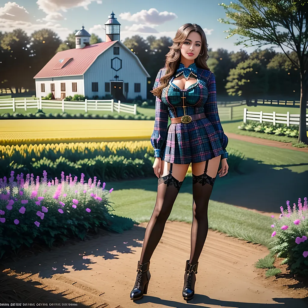 Prompt: Create a highly detailed AI defined full body image of an amazingly detailed perfect, ultra gorgeous, stunning, "Girl Next Door Look" adult woman, at a country farm, wearing enticing, tight, fantasy farm girl outfit,

Award winning super detailed image, cinematic lighting and scale, super detailed, 64k, high quality perfect lighting,