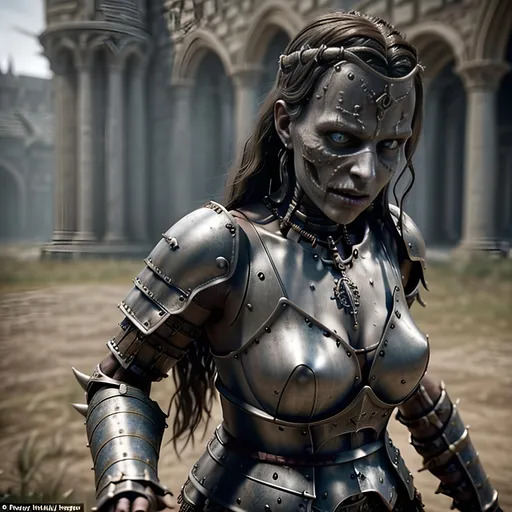 Prompt: Create a highly detailed AI defined design of a movie replacement 3D Rendered highly detailed realistic undead medieval fantasy character, battling a living warrior princess, masterpiece:1.4, best quality:1.0, photo realistic