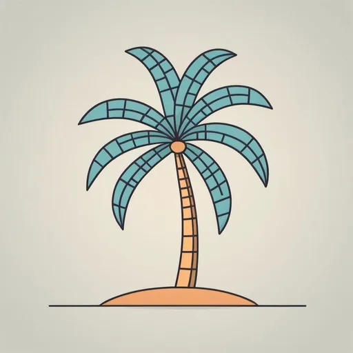 Prompt: Simple palm tree made out of lines in a flat illustration style 