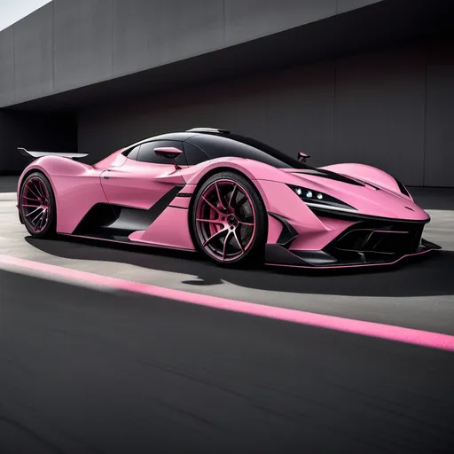 Prompt: Imagine a stunning hypercar with a sleek, aerodynamic silhouette,matte pink peachwith carbon fiber finish absorbing light while simultaneously reflecting the surrounding scenery in a captivating dance of shadows and highlights. The car's dynamic design features sharp lines and curves that flow seamlessly from front to back, emphasizing its high-performance capabilities.

The headlights resemble the piercing eyes of an eagle, with a distinctive shape that not only enhances visibility but also adds an element of intrigue to the car's front fascia. These intelligent lights illuminate the winding mountain roads ahead, cutting through the darkness with precision and grace.

As the hypercar navigates the serpentine paths of the mountains, the smiley bumper adds a playful touch to its fierce appearance, creating a unique personality that sets it apart from other vehicles. The combination of high-quality materials and meticulous craftsmanship is evident in every detail, from the carbon fiber accents to the intricate wheel designs.

With the sun setting behind the mountains, the car’s presence is both commanding and elegant, embodying the spirit of adventure and the thrill of the open road. This hypercar is not just a mode of transportation; it’s a masterpiece of engineering and design, ready to conquer any challenge it faces.