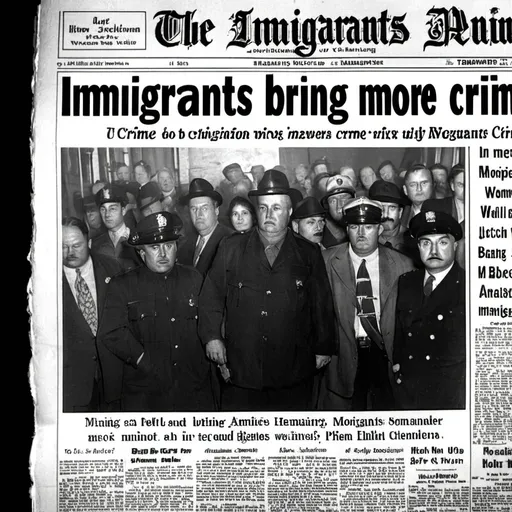 Prompt: Newspaper headline of immigrants bring more crime
