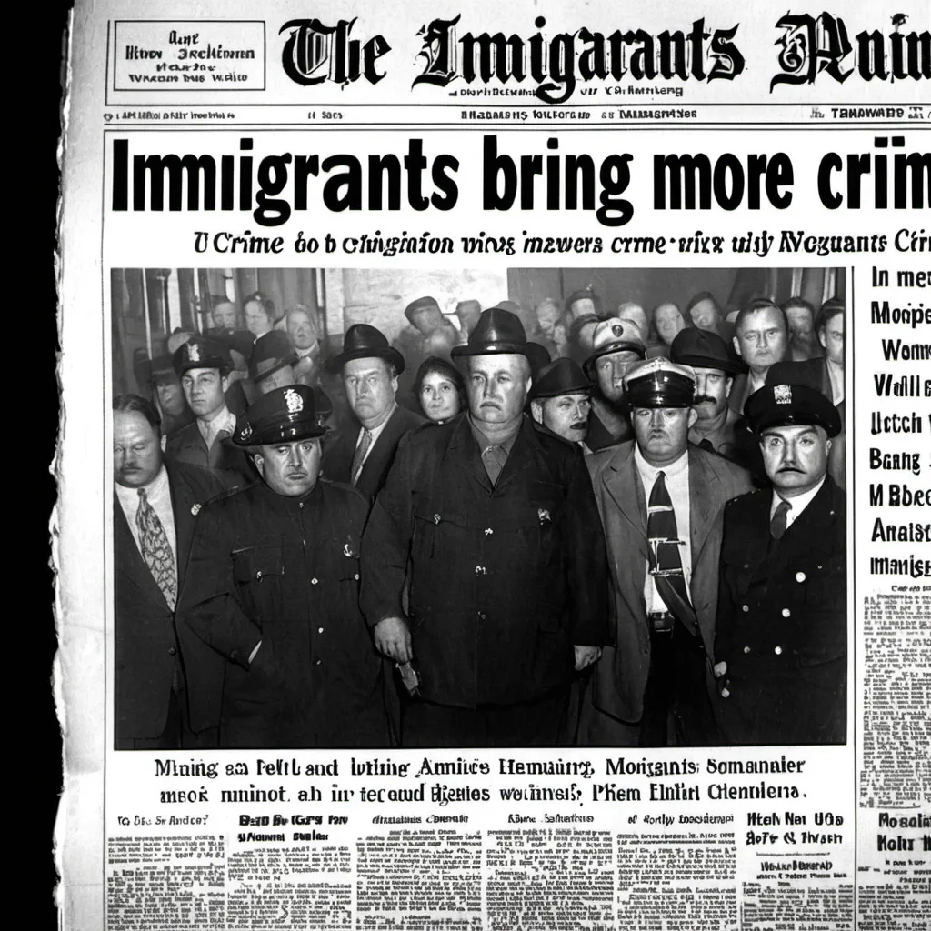 Prompt: Newspaper headline of immigrants bring more crime
