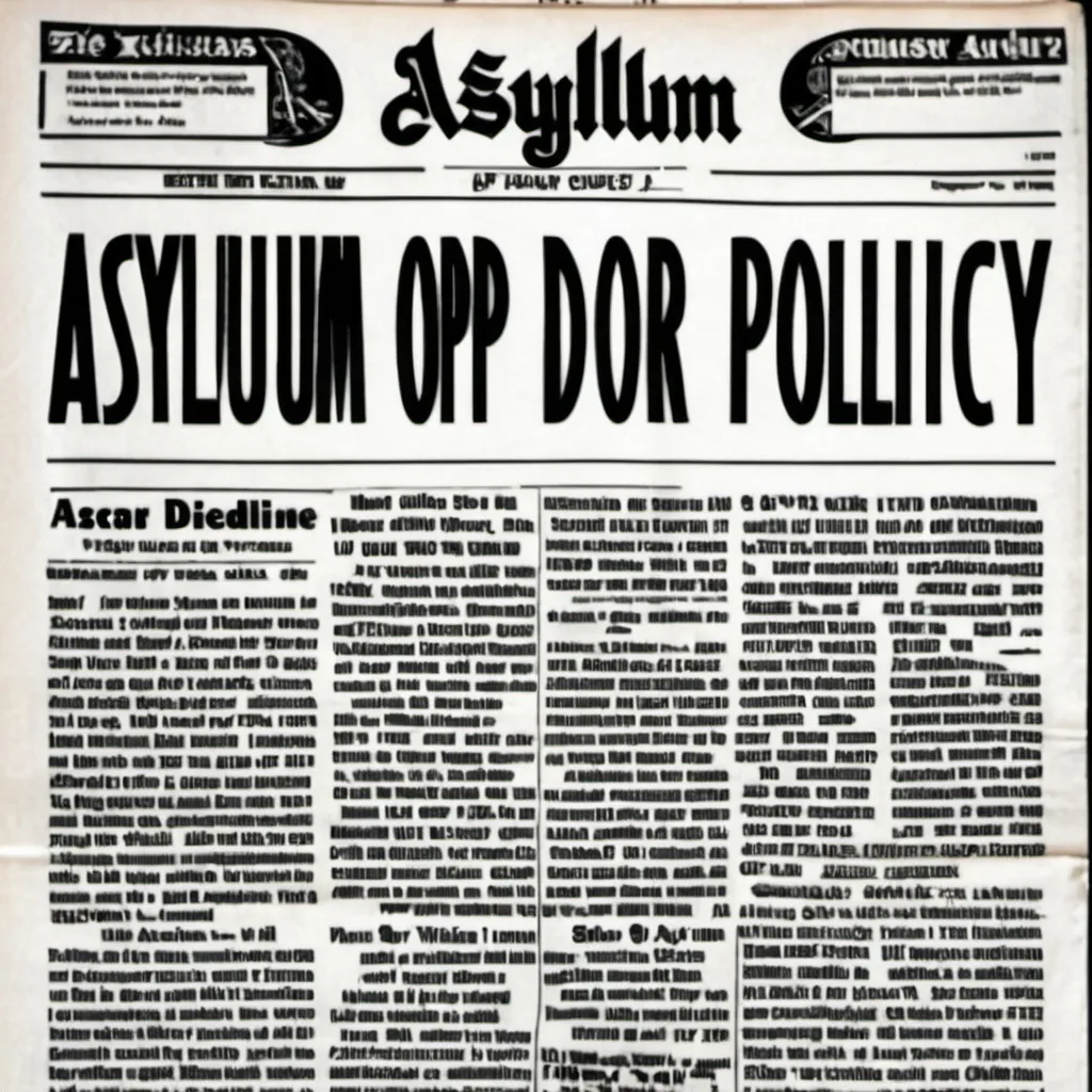 Prompt: Asylum open door policy newspaper headline