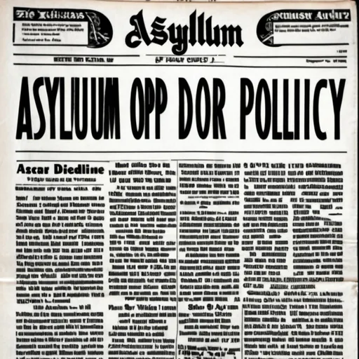 Prompt: Asylum open door policy newspaper headline