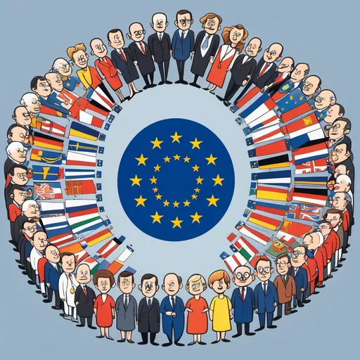 Prompt: all member states of the European Union cartoon