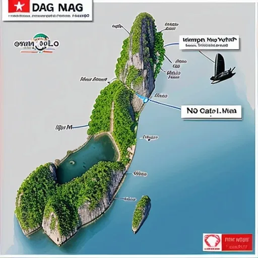 Prompt: A detailed, simplified map of Vietnam featuring key cities: Ho Chi Minh City, Da Nang, Hoi An, Hanoi, and Ha Long Bay. The map should include clear travel routes between cities, marked as flights (Ho Chi Minh City to Da Nang and Da Nang to Hanoi) and car routes (Da Nang to Hoi An, Hanoi to Ha Long Bay). Each city should be labeled, with a visual icon or small description for a major tourist attraction, such as War Remnants Museum in Ho Chi Minh City, Marble Mountains in Da Nang, Hoi An Ancient Town in Hoi An, Old Quarter in Hanoi, and Ha Long Bay Cruise in Ha Long Bay. The map should be clean, clear, and easy to read with simple, colorful markers for each city and attraction.