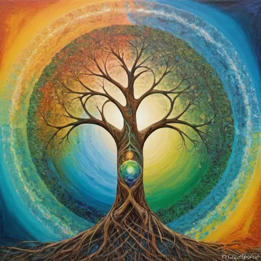 Prompt: abstract art, spiritual, life of tree, gaia