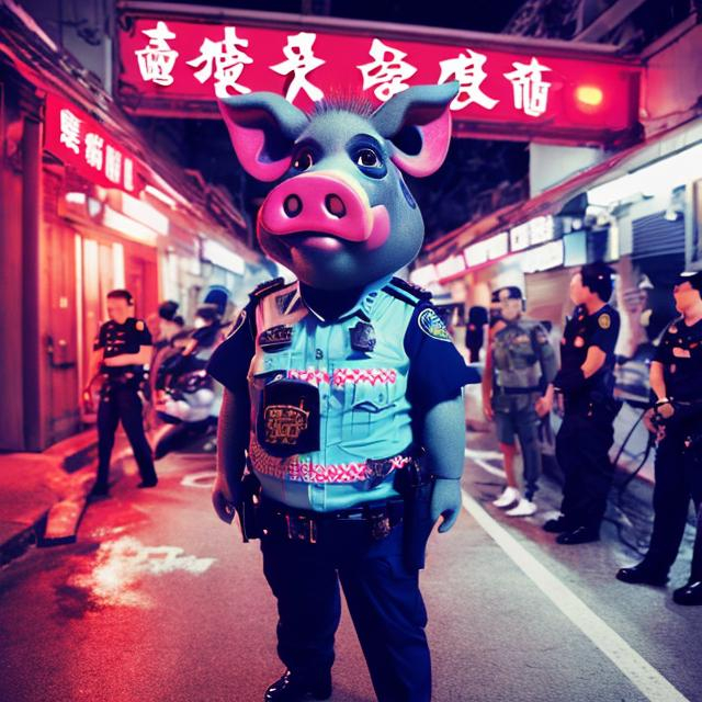 Prompt: Policepig. Hongkong  mix Taylor Swift


