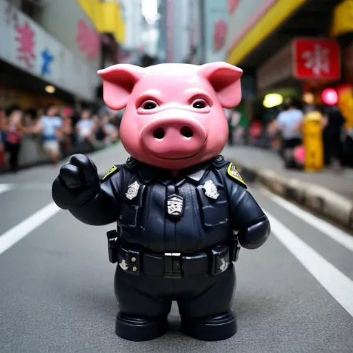 Prompt: Policepig. Hongkong  mix

