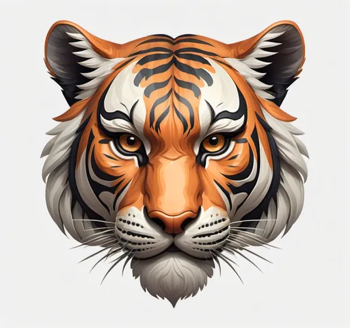 Prompt: Stylized icon of the head of a tiger facing front, suitable for a game, on a transparent background, without much details so that it's recognizable also at smaller resolutions