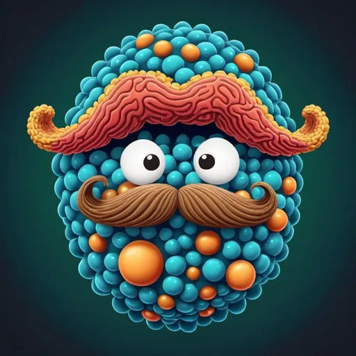 Prompt:  Cartoon illustrated ribosome organelle with mustache