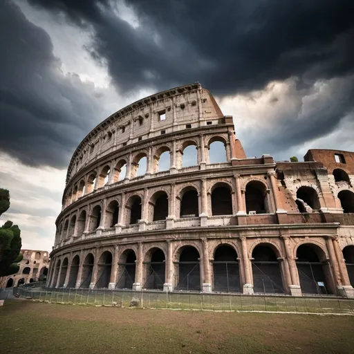 Prompt: Roman Colosseum with Dramatic Sky