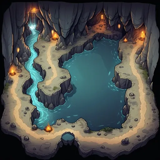Prompt: deep cave dnd map
