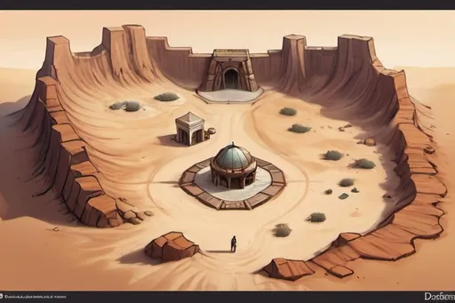 Prompt: top down perspective dnd 5e of a desert