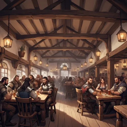 Prompt: tavern full of people dnd