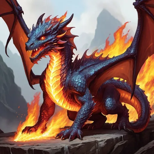 Prompt: tiny dragon fire elemental 5e
