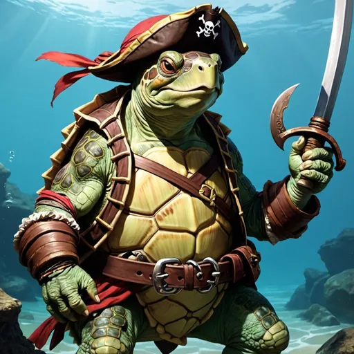 Prompt: tortle pirate dnd