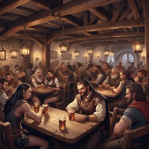 Prompt: tavern full of people dnd