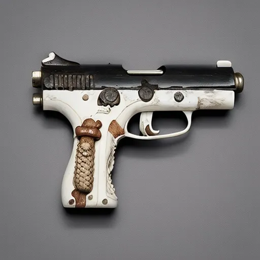 Prompt: pistol made of bone