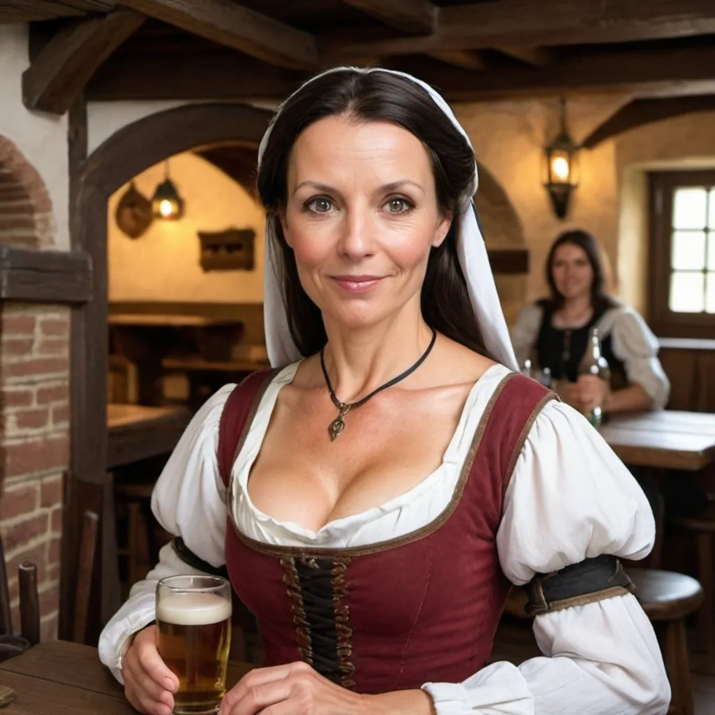 Prompt: medieval mature brunette at a tavern