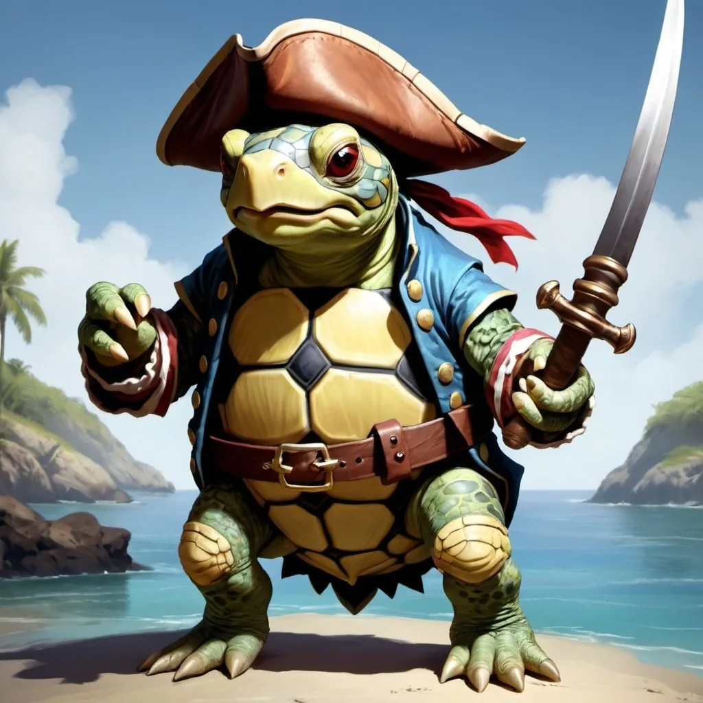 Prompt: tortle pirate dnd