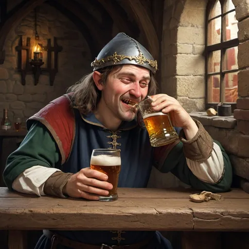 Prompt: medieval drunkard