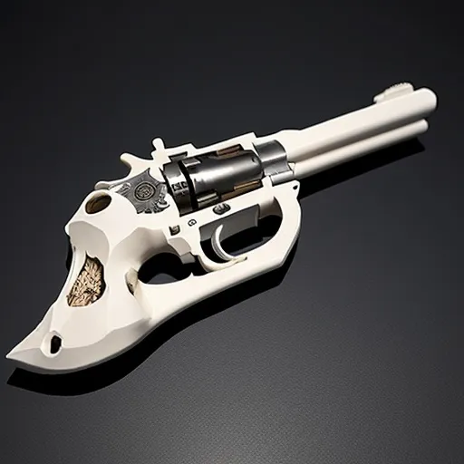 Prompt: revolver made of bone