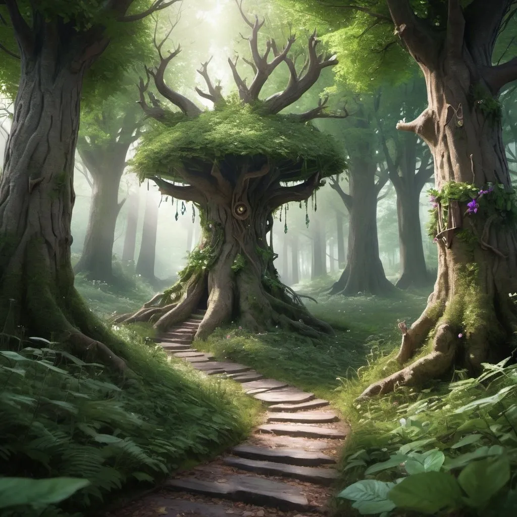 Prompt: magical fey forest dnd photorealistic