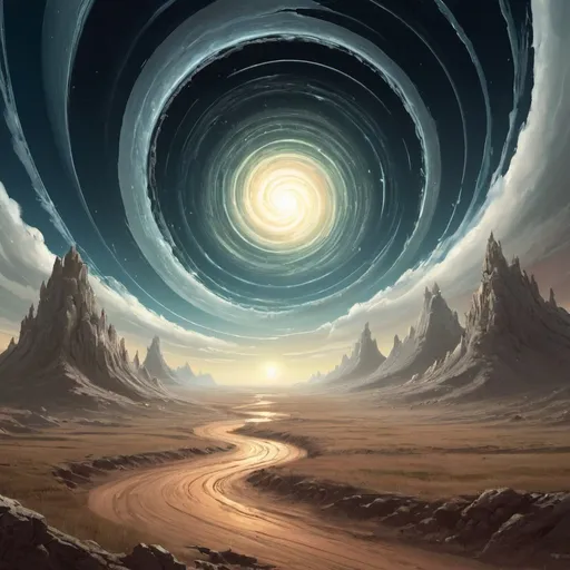 Prompt: astral plains heading towards a vortex