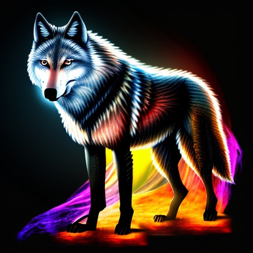 Prompt: wolf covered in spectral flames