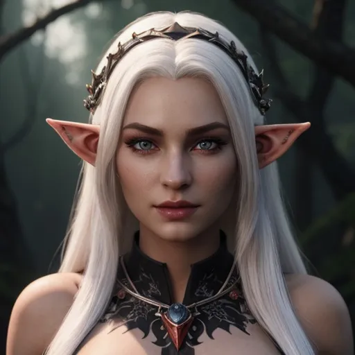 Prompt: extremely beautiful, perfect face, buxom, realistic, hyperdetailed, a realistic beautiful drow elf with pale skin, red eyes and white hair, holding bow, extra detailed, buxom, 8K
A hunter from D&D universe.
  toned body, showing abs midriff, highly detailed face, highly detailed eyes, full body, whole body visible, full character visible, soft lighting, high definition, ultra-realistic, 2D drawing, 8K, digital art