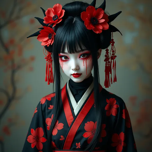 Prompt: A Goth Geisha Vampire.