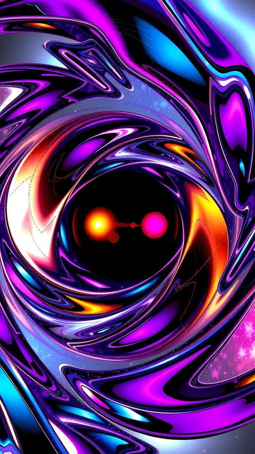 Prompt: A 3D abstract art of 'Zero' that evokes a sense of mysticism and infinity, with swirling, spiraling forms that wrap around the central void. Metallic, liquid-like surfaces reflect dynamic, cosmic hues—deep purples, vibrant blues, and shimmering golds—interplaying with sharp shadows and bursts of light. The forms are fluid yet geometric, blending organic curves with intricate, crystalline patterns. Zero appears as both a solid and an absence, drawing the eye into its enigmatic center. Complex geometrical patterns unfold in a mesmerizing dance, while the textures shift between smooth, liquid-like surfaces and jagged, sharp edges, creating tension and balance. The entire composition feels alive, with high depth and ultra-detailed intricacies that compel exploration from every angle. Subtle reflections create a mirrored world within this abstraction, playing with scale, light, and perception. The final result is a breathtaking vision, both futuristic and otherworldly, demanding contemplation while exuding elegance and mystery.