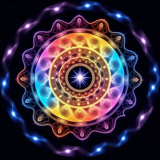 Prompt: A glowing vibrantly colored Mandala that explains infinity 