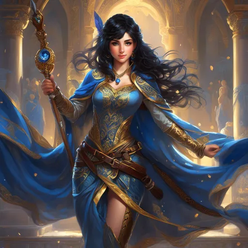 Prompt: <mymodel>Full body visible, oil painting, young 20 years old girl, ((blue-skinned-female)), archer, ((blue-skinned-female)), ((beautiful detailed face and glowing gold anime eyes)), short dark black hair, predatory smile, looking at the viewer, intricate detailed leather clothes, intricate hyper detailed hair, intricate hyper detailed eyelashes, intricate hyper detailed shining pupils, #3238, UHD, hd , 8k eyes, detailed face, big anime dreamy eyes, 8k eyes, intricate details, insanely detailed, masterpiece, cinematic lighting, 8k, complementary colors, golden ratio, octane render, volumetric lighting, unreal 5, artwork, concept art, cover, top model, light on hair colorful glamourous hyperdetailed cave background, intricate hyperdetailed cave background, ultra-fine details, hyper-focused, deep colors, dramatic lighting, ambient lighting | by sakimi chan, artgerm, wlop, pixiv, tumblr, instagram, deviantart