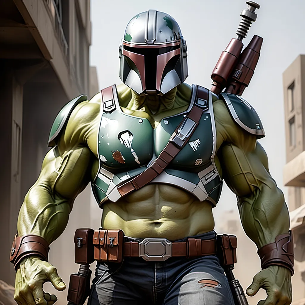 Prompt: Incredible Hulk Mandalorian