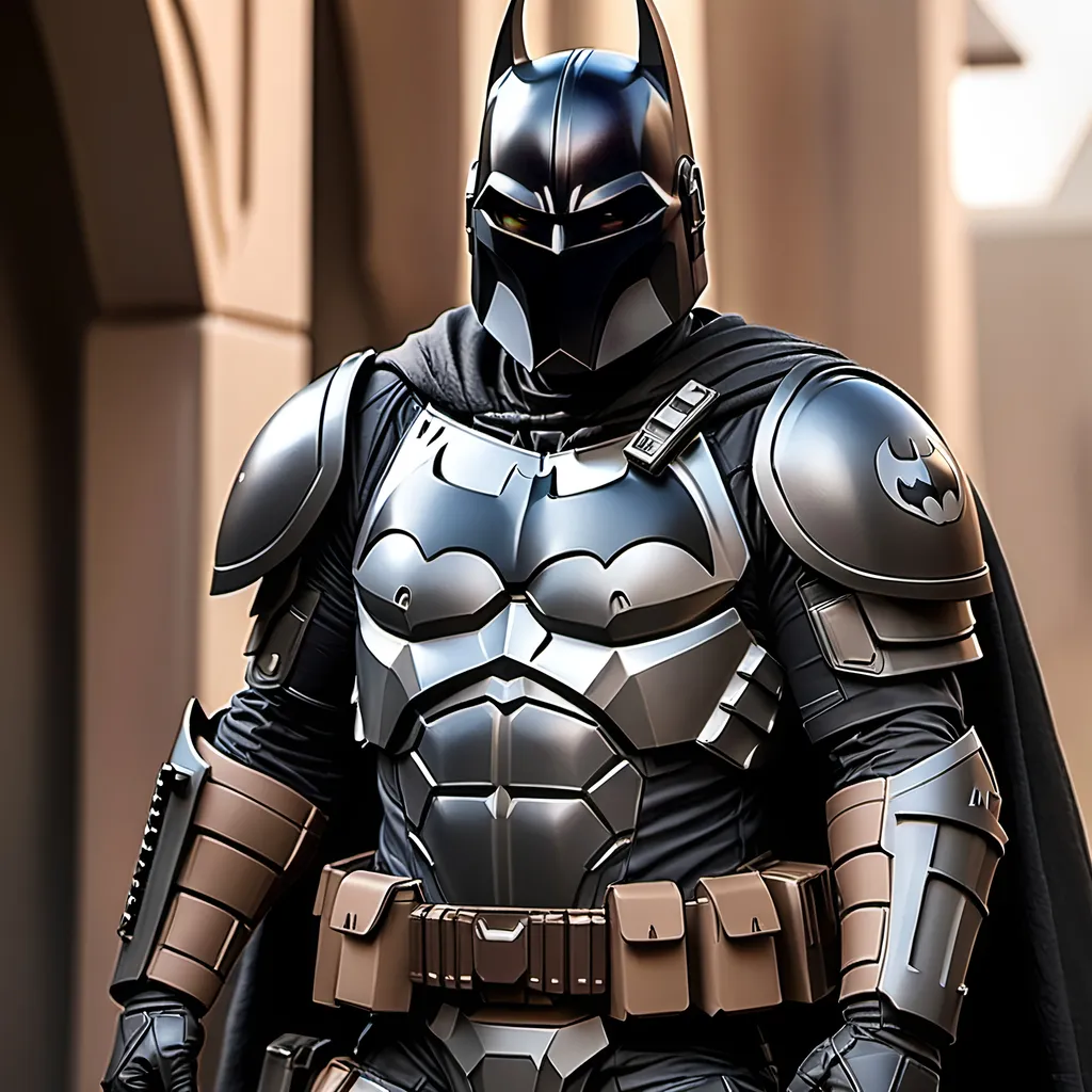 Prompt: Batman Mandalorian with black armor