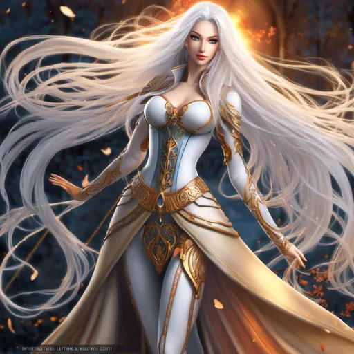 Prompt: <mymodel>A beautiful 58 ft tall 30 year old anime ((British)) Water elemental Queen giantess with light skin and a beautiful soft elegant symmetrical face. She has long straight elegant white hair with two long strands of hair going down both the left and right side in front of her face reaching her chest and she has white eyebrows. She wears a beautiful long dark blue dress with royal robs. She has brightly glowing blue eyes and water droplet shaped pupils. She wears a beautiful blue tiara. She has a blue aura behind her. She is wielding water magic. Painting art. Scenic view. Portrait art. {{{{high quality art}}}} ((goddess)). Illustration. Concept art. Symmetrical face. Digital. Perfectly drawn. A cool background. Five fingers. Full body view. No portrait. No black background. Front view. Full view of dress. anime art style, white hair