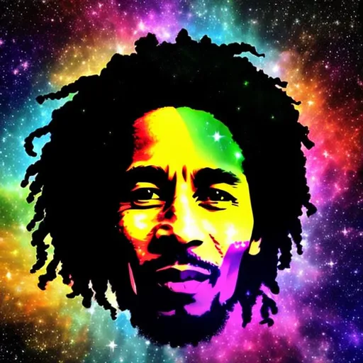 Prompt: UHD, Realistic Bob Marley constellation, Milky Way background, cosmic theme, vibrant colors, celestial reggae legend, star-studded night, ethereal glow, galaxy-inspired artwork, cosmic portrait, music icon, cosmic reggae tribute, celestial tribute, vibrant starlight, ethereal color palette, high quality, celestial art, cosmic vibes, vibrant cosmic glow, radiant starlight, celestial atmosphere, cosmic energy, cosmic portrait, cosmic lighting, 8K, high resolution, 4k, detailed, high quality, professional