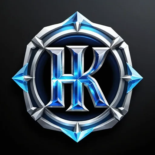 Prompt: logo hk gaming with the symbol of letter H and K in the center of image with accent blue and black color make the H and K letter crystal clear to read