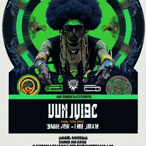 Prompt: a music event poster for a 
 futuristic underground hiphop/afrobeats music festival in ethiopia , the theme is urban jungle