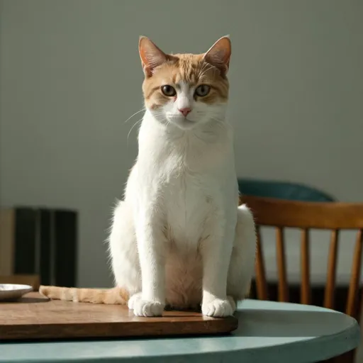 Prompt: A cat is sitting on a table