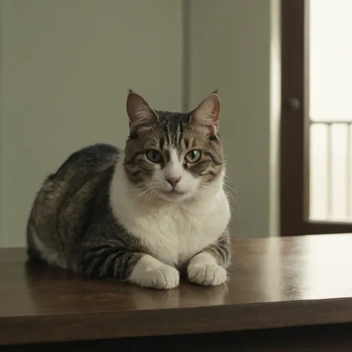 Prompt: A cat is sitting on a table