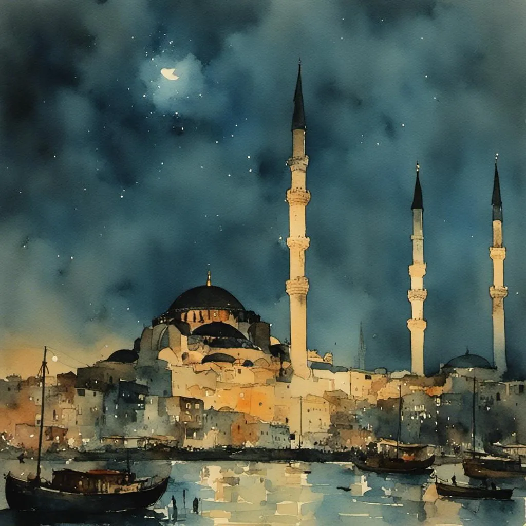 Prompt: A mosque in Istanbul on a dark night.<mymodel>