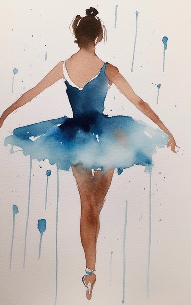 Prompt: <mymodel>a loose watercolor sketch of a young woman wearing a ballerina's tutu 