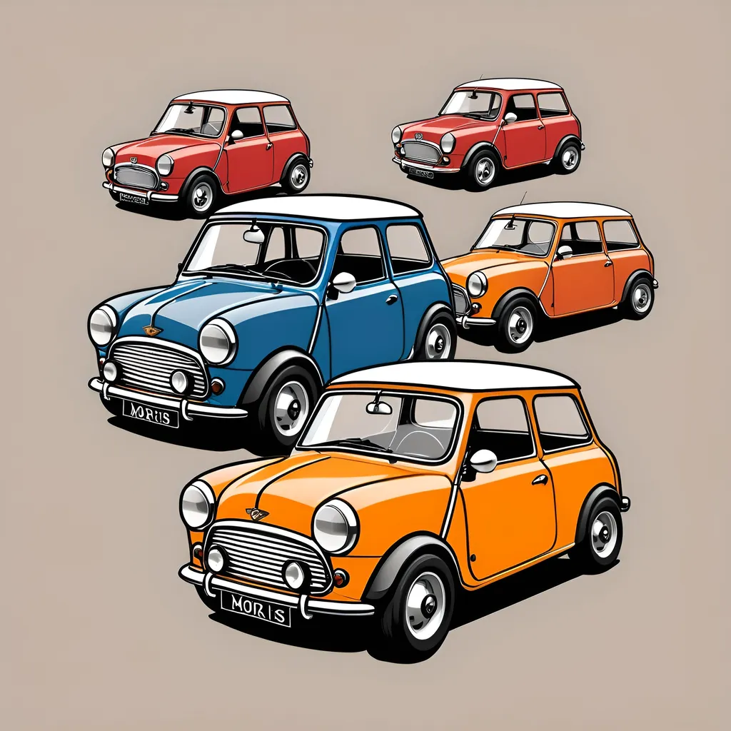 Prompt: create mini morris cars for t-shirt