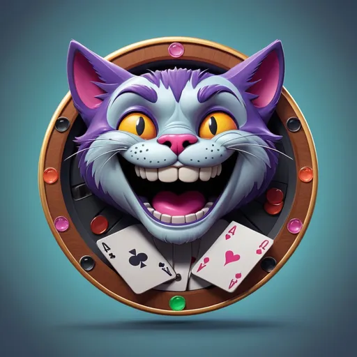 Prompt: logo memes design casino jeton  inside it grave cool cat smiling, comic style 3D 